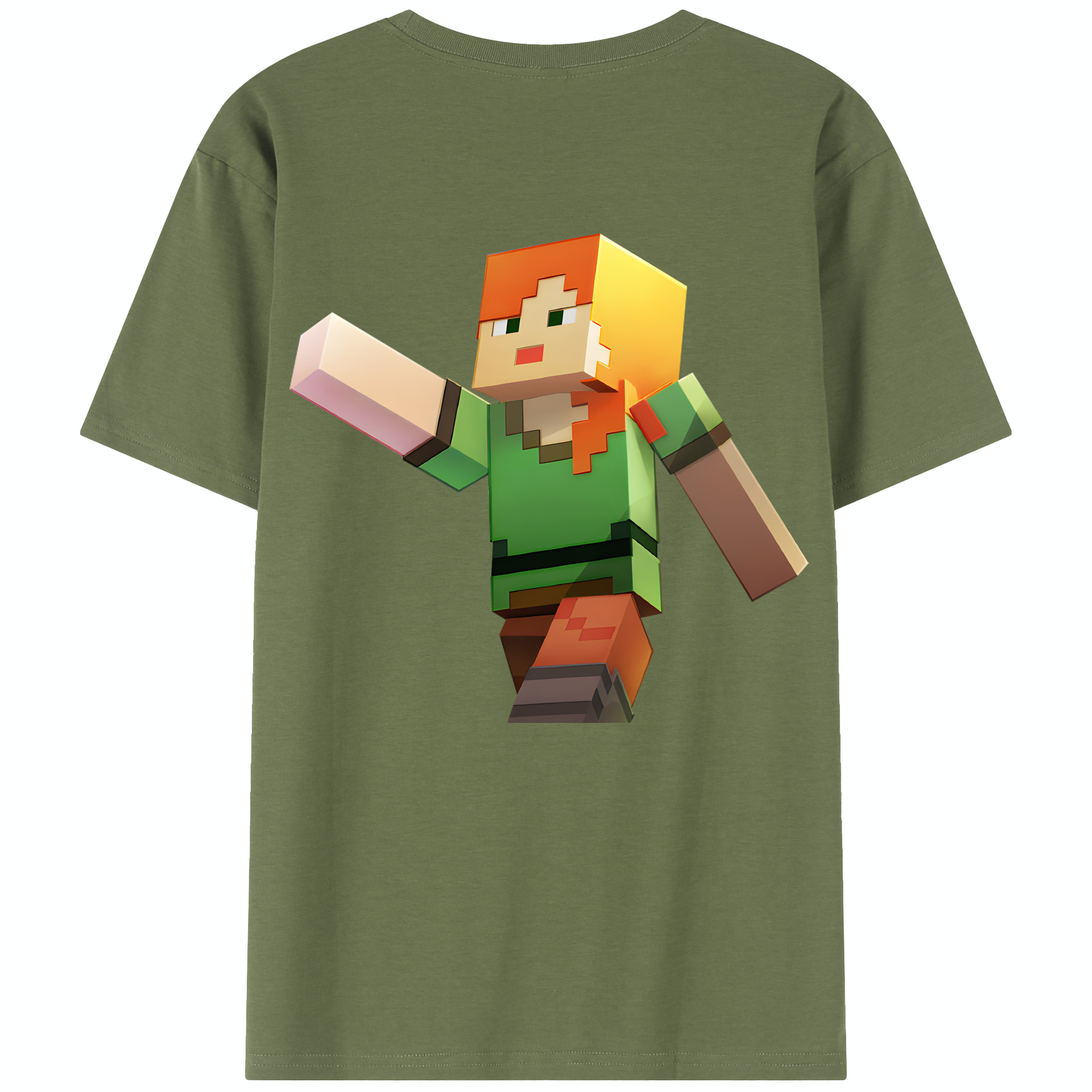 （画像用） マインクラフト ブロックの世界 Minecraft MC Block world 綿100％半袖Tシャツ（背面プリント）